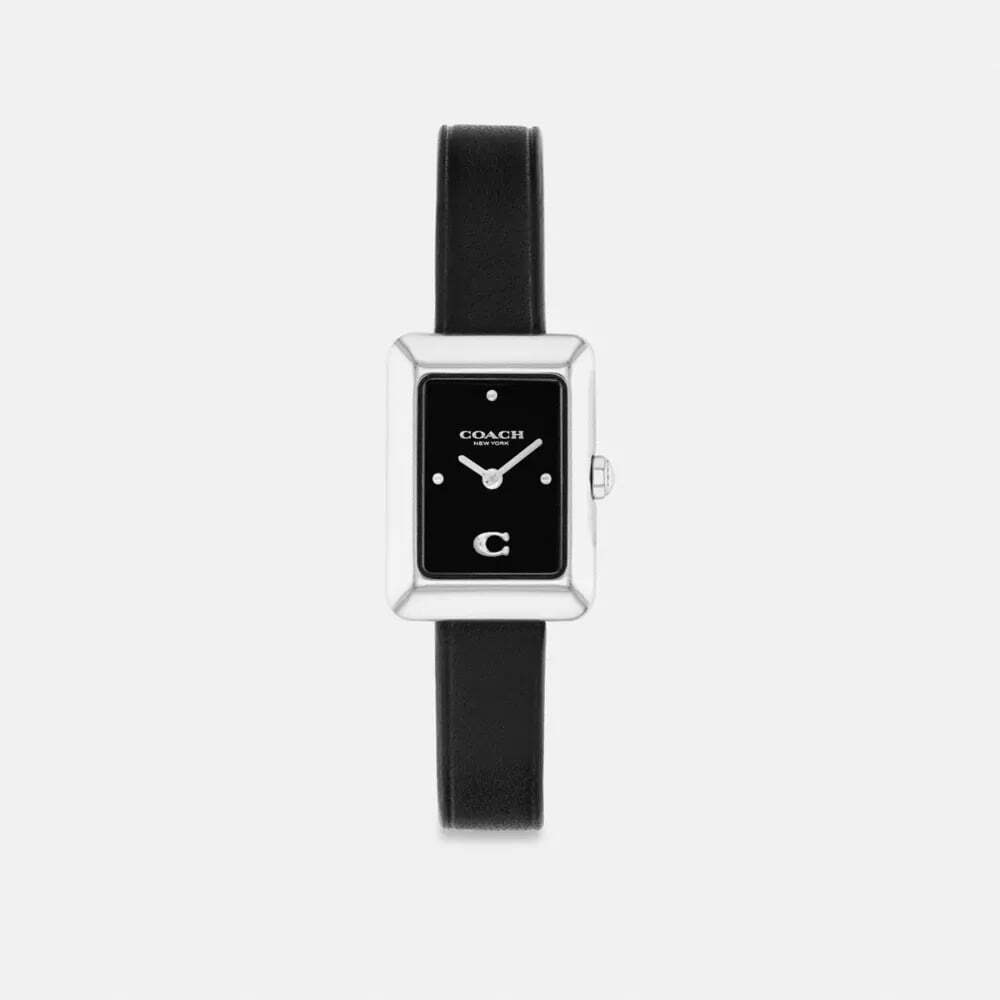 Coach New York Rectangular Black Dial Leather Strap Watch 14504583